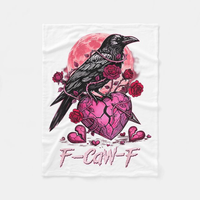 Couverture Polaire Funny Crow F-caw-f Valentines Day Black Bird Fcawf (Devant)
