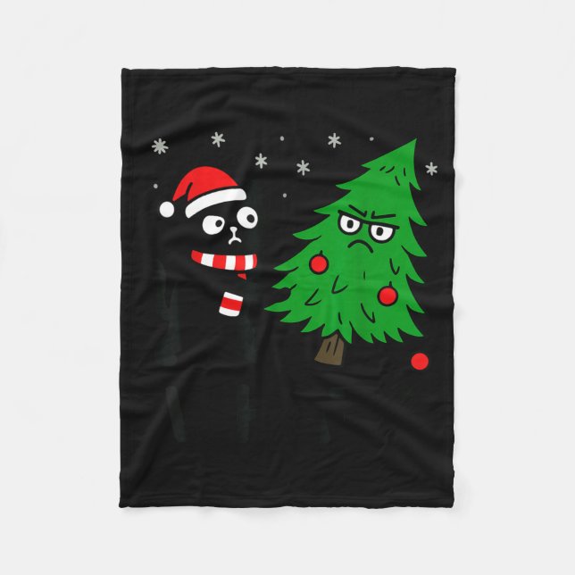 Couverture Polaire Funny Cute Black Cat What Jamas Christmas Tree Cos (Devant)