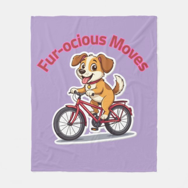 Couverture Polaire **Funny Cycling Dog – Cute Dog Riding a Bicycle Il (Devant)