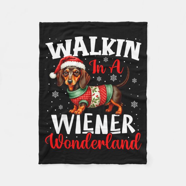 Couverture Polaire Funny Dachshund Cute Christmas Dog Lover Walking I (Devant)
