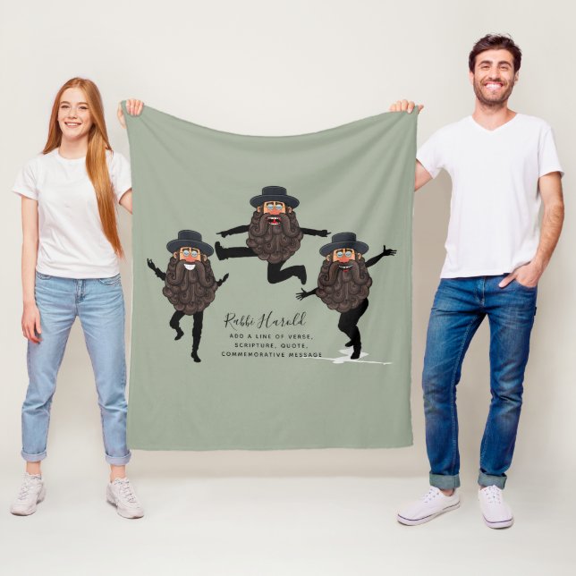 Couverture Polaire FUNNY Dancing RABBI Personnalisé avec texte (En situation)