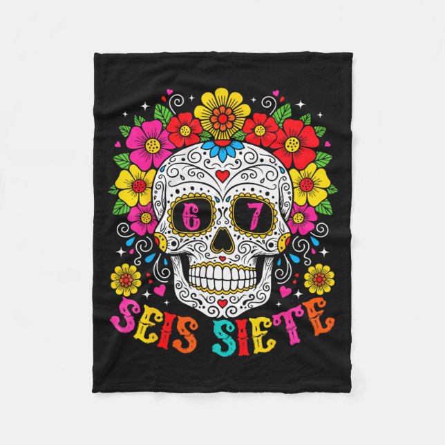 Couverture Polaire Funny Dia De Los Muertos Sugar Skull Seis Siete 67 (Devant)
