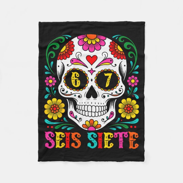 Couverture Polaire Funny Dia De Los Muertos Sugar Skull Seis Siete 67 (Devant)