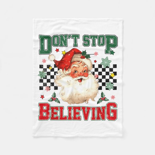 Couverture Polaire Funny Don't Stop Believing Santa Claus Matching Xm (Devant)
