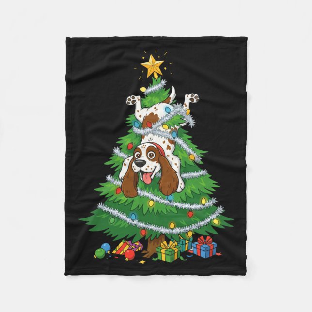 Couverture Polaire Funny English Springer Spaniel Dog Christmas Tree  (Devant)