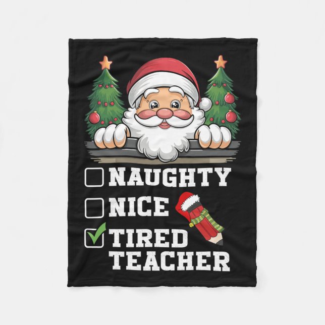 Couverture Polaire Funny Enseignant Naughty Nice Fatigué Enseignant N (Devant)