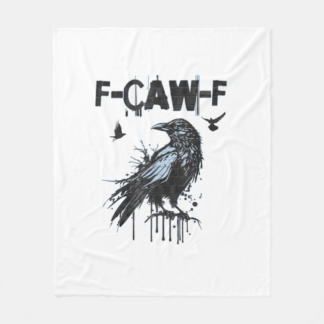 Couverture Polaire Funny F-Caw-F Crow Grunge Humor Graphic (Devant)