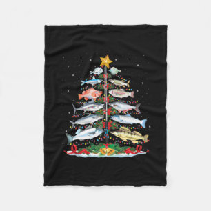 Couverture Polaire Funny Fish Fishing Rod Christmas Tree Lights
