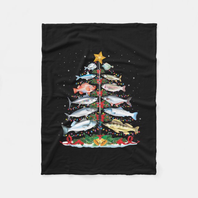 Couverture Polaire Funny Fish Fishing Rod Christmas Tree Lights (Devant)