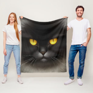 Couverture Polaire Funny Fluffeux noir Perse noir chaton visage