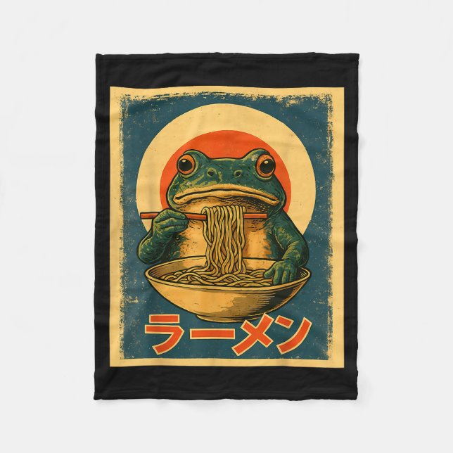 Couverture Polaire Funny Frog Ramen Kawaii Retro Japanese Rising Sun  (Devant)