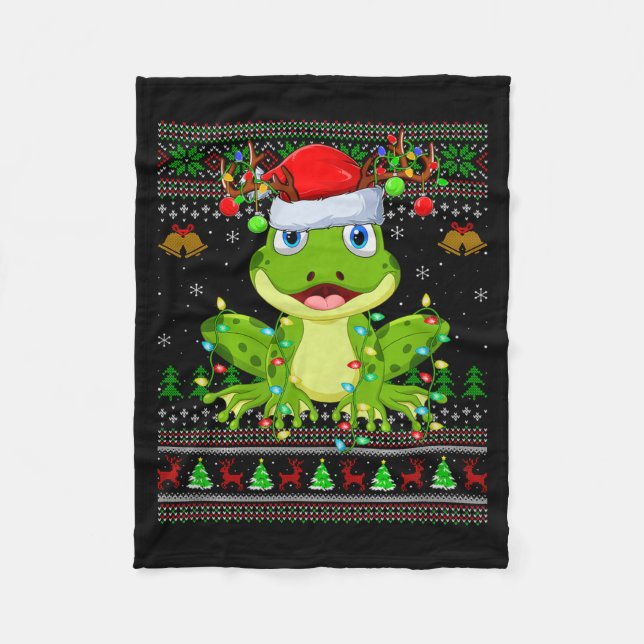 Couverture Polaire Funny Frog Ugly Christmas Sweaters Holiday Santa C (Devant)