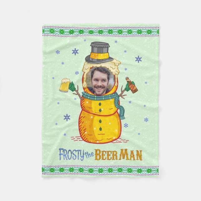 Couverture Polaire Funny Frosty Beer Man Humour Photo personnalisée N (Devant)