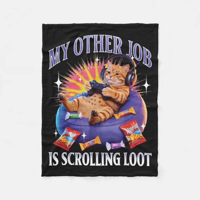 Couverture Polaire Funny Gaming Gamer Cat  (Devant)