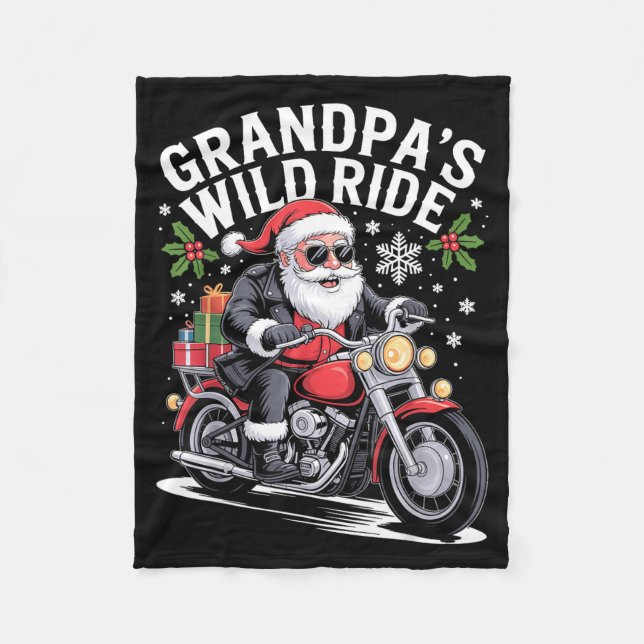 Couverture Polaire Funny Grandpa's Biker Ride Christmas Motorcycle Sa (Devant)