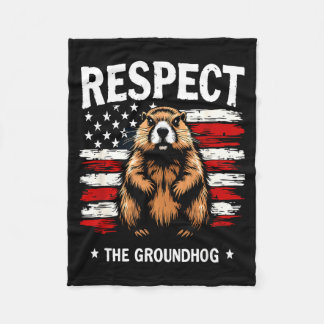 Couverture Polaire Funny Groundhog Day, Respect The Groundhog Usa Vin