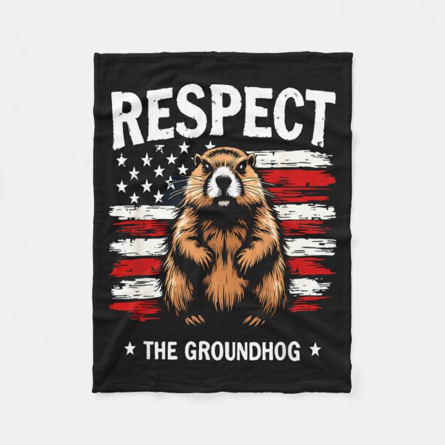 Couverture Polaire Funny Groundhog Day, Respect The Groundhog Usa Vin (Devant)