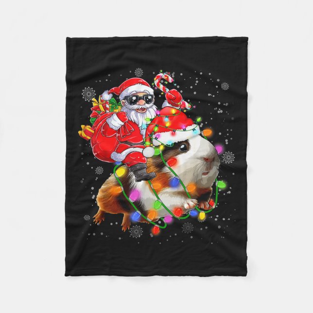Couverture Polaire Funny Guinea G Christmas Santa Hat Xmas Lights  (Devant)