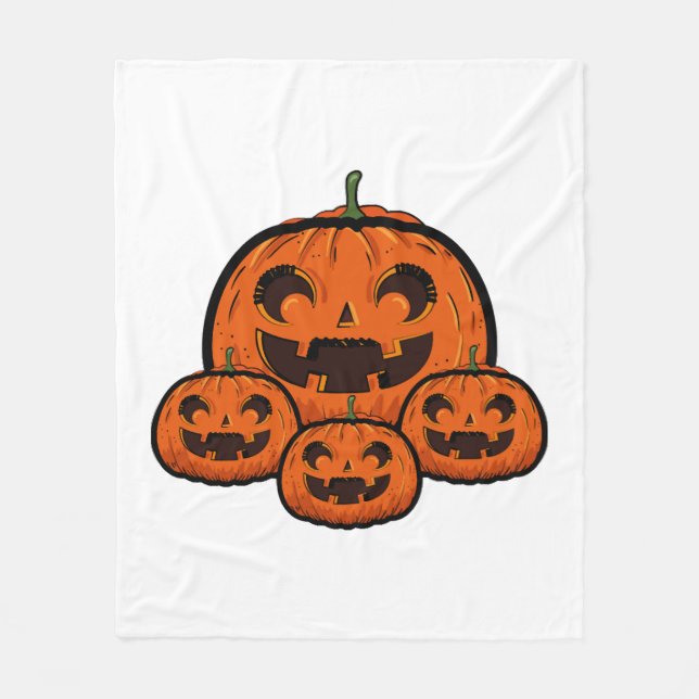 Couverture Polaire Funny Halloween Citrouille, Halloween Éffrayant (Devant)