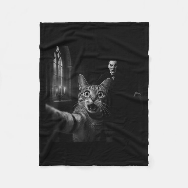 Couverture Polaire Funny Halloween Surprised Ed Cat Selfie Dracula Va (Devant)