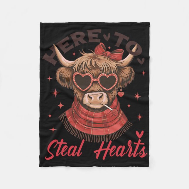 Couverture Polaire Funny Here To Steal Hearts Valentine’s Day Cow Cut (Devant)