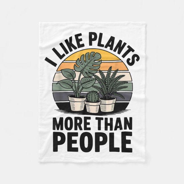 Couverture Polaire Funny I Like Plants More Than People Design  (Devant)