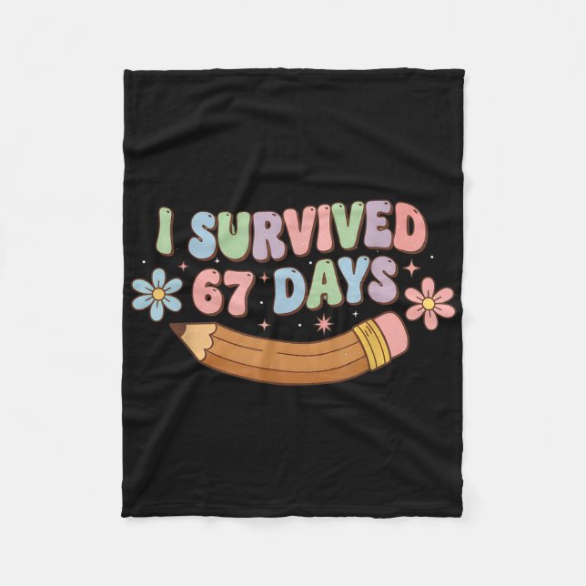 Couverture Polaire Funny I Survived 67 Days Of School Cat Teachers St (Devant)