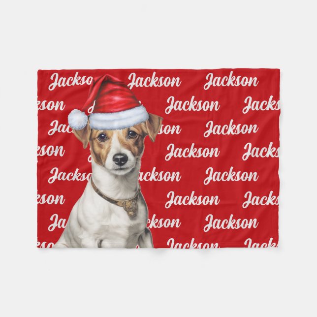 Couverture Polaire Funny Jack Russell Nom du chien Motif Noël (Devant (Horizontal))