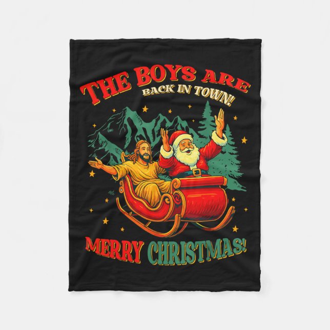 Couverture Polaire Funny Jesus Santa The Boys Are Back In Town Merry  (Devant)