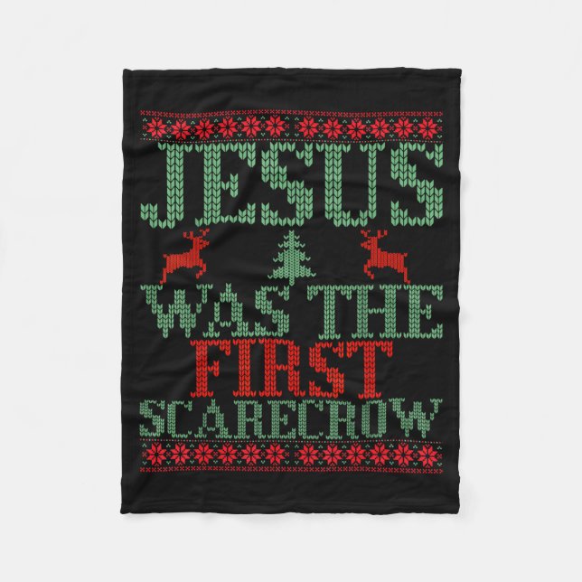 Couverture Polaire Funny Jesus Was The First Ecrow Ugly Sweater Style (Devant)