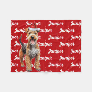Couverture Polaire Funny Lakeland Terrier Nom du chien Motif Noël