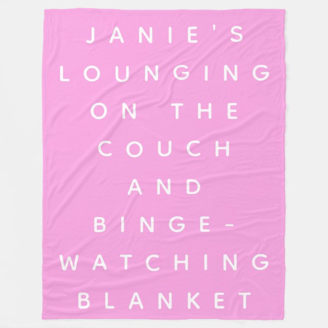 Couverture Polaire Funny Lazy Days Binge Regarder rose Personnalisé  (Devant)