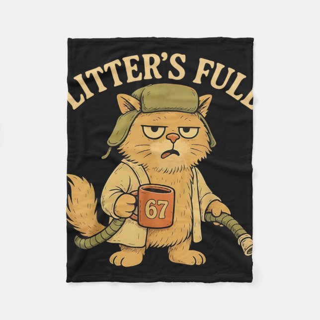 Couverture Polaire Funny Litter’s Full Cat Parody 67 Six Seven Meme  (Devant)