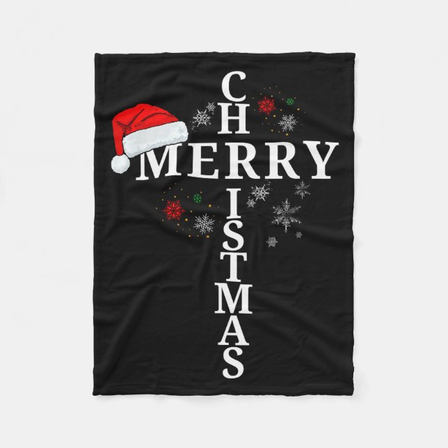 Couverture Polaire Funny Merry Christmas Xmas Cross Christian Snow  (Devant)