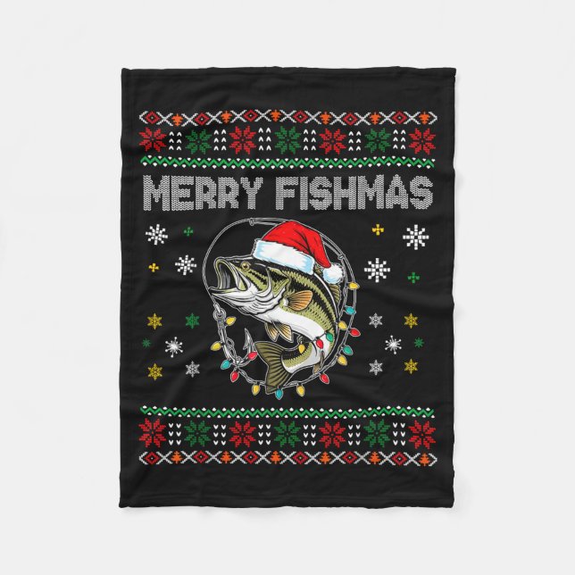 Couverture Polaire Funny Merry Fishmas B Fishing Christmas Ugly Sweat (Devant)