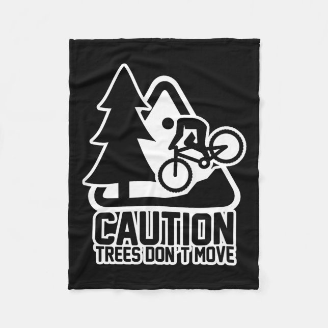 Couverture Polaire Funny Mountain Biking Warning - Caution Trees Do N (Devant)