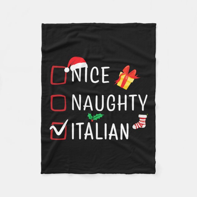 Couverture Polaire Funny Naughty Nice Italien Noël Famille Pajama (Devant)