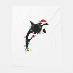 Couverture Polaire Funny Orca Tueur Baleine Santa Chapeau Mer de Noël