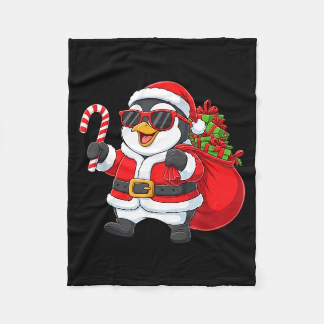 Couverture Polaire Funny Penguin Christmas Santa Outfit Xmas Boys Gir (Devant)