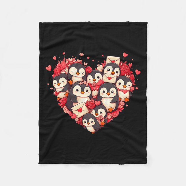 Couverture Polaire Funny Penguin Heart Valentine Penguin Womens Mens  (Devant)