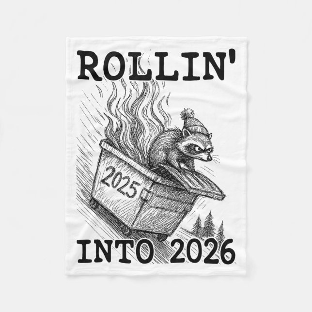 Couverture Polaire Funny Raccoon Rollin' Into 2026 Dumpster Fire New  (Devant)