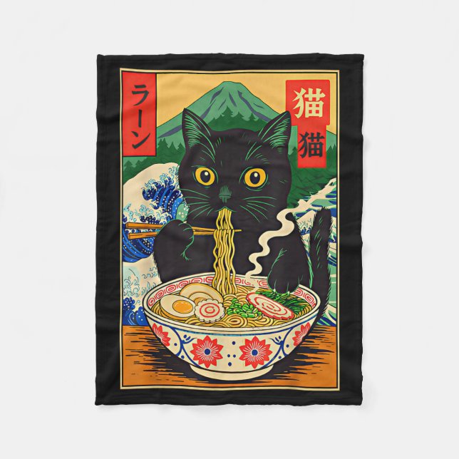 Couverture Polaire Funny Ramen Cat Japanese Noodle Kitten  (Devant)