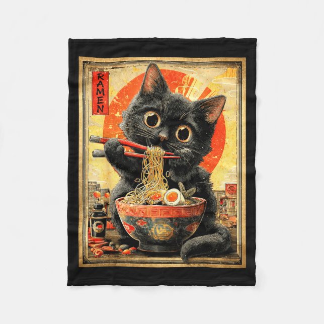 Couverture Polaire Funny Ramen Cat Noodle Lovers Anime Otaku  (Devant)
