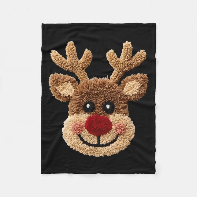 Couverture Polaire Funny Reindeer Rudolph Crochet Merry Christmas Xma (Devant)