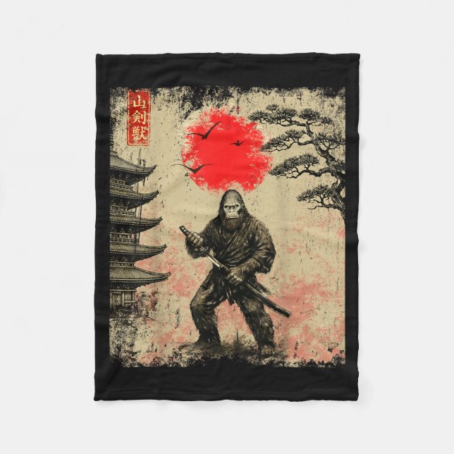 Couverture Polaire Funny Samurai Bigfoot Japanese Art Graphic Tee Ani (Devant)