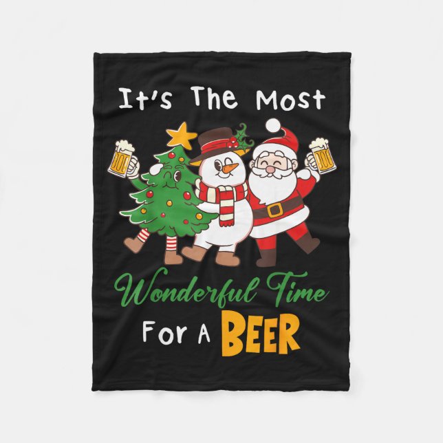 Couverture Polaire Funny Santa Beer Christmas Drinking Most Wonderful (Devant)