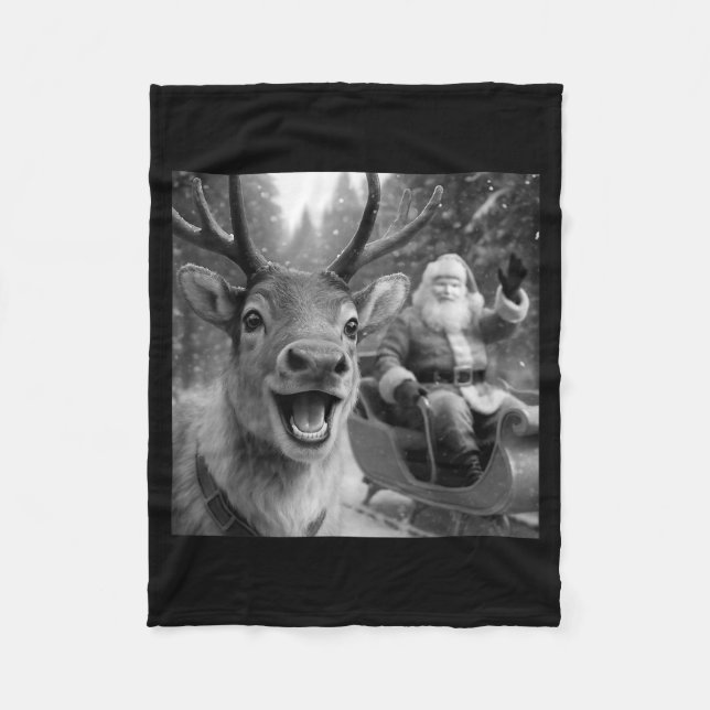 Couverture Polaire Funny Santa Claus In Sleigh With Reindeer Christma (Devant)