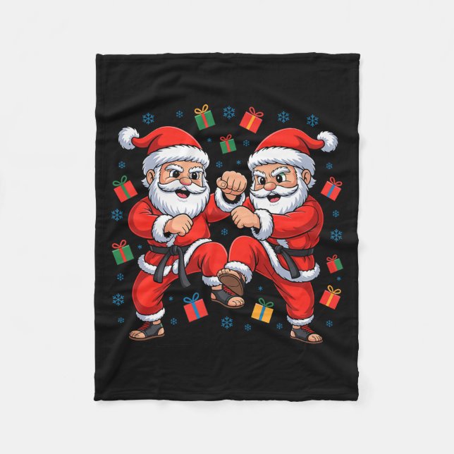 Couverture Polaire Funny Santa Playing Karate Martial Art Christmas X (Devant)