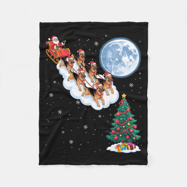Couverture Polaire Funny Santa Riding German Shepherd Dog Tree Christ (Devant)