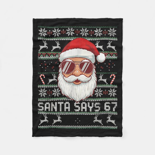 Couverture Polaire Funny Santa Says 67 Ugly Christmas Sweater  (Devant)